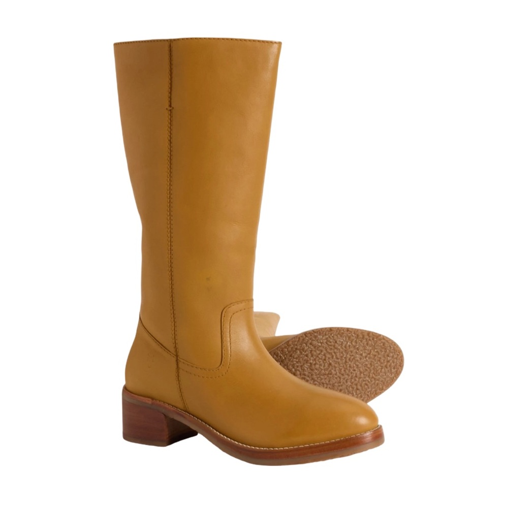 New Frye Camryn Tall Leather Equestrian Pull On Boots Banana - Picture 5 of 12